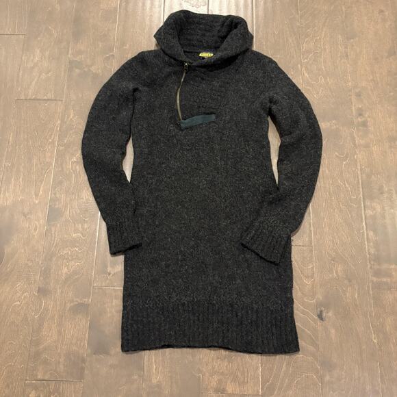 Ralph Lauren Rugby Wool Sweater Dress Small Charcoal Gray Funnel Neck Bodycon - Picture 1 of 15